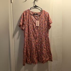 Missguided Pink and Purple Floral Mini Dress